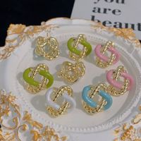 Grosir anting-anting kancing trendi kustom bunga Enamel mewah untuk wanita berlapis emas kuningan mutiara berlian gaya pesta