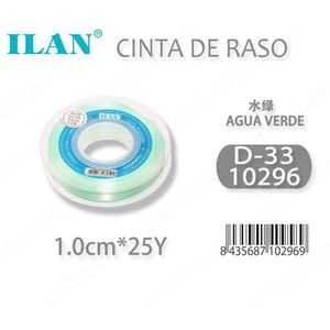 Ilan Satin <b>Ribbon</b> 1.0cm 25Y Aqua Green D33 - Product Image 3