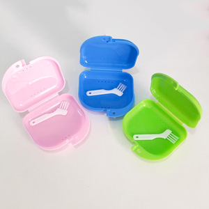 Estuche Dental Mini DT con Juego de Cepillos, Estuche de Plástico para Guardar Dentaduras Postizas, Azul Amarillo, Uso para Adultos - Product Image 2