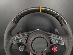 Volante de Fibra de Carbono para <span class=keywords><strong>Audi</strong></span> TT S4 S5 S6 S7 S8 <span class=keywords><strong>A3</strong></span> A4 A5 A6 A7 A8 Q3 Q5 Q7, Volante Deportivo de Cuero Perforado - Product Image 3
