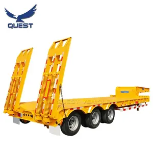 QUEST Heavy Duty 3 Ejes Extensible Low Bed Semi/truck Trailers para la venta Lowbed Semi Trailer Truck