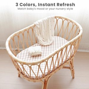 Juego de 3 Sábanas Ajustables para <span class=keywords><strong>Cuna</strong></span> de Bebé, de Muselina de Algodón Suave y Transpirable, Color Sólido, Universales para Recién Nacidos, para Todas las Estaciones - Product Image 5