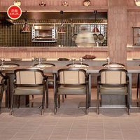 Muebles de Restaurante Árabe de Lujo, Juego de Mesa y Sillas, Sofá Personalizado para Restaurante de Hotel, Silla de Comedor de Madera y Ratán