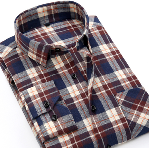 100% Cotton <strong>Flannel</strong> Wool Plaid Dress <strong>Shirts</strong> for <strong>Men</strong> Refined Different Colors Long Sleeves Slim Fit High Quality Formal Style - Product Image 6
