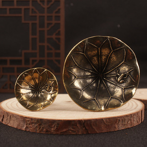Brass Lotus Leaf Boy Incense Holder Miniature Tea Table Decoration Hand Made Metal <b>Ornament</b> For Home Office Use - Product Image 2