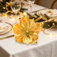 Fleur de Noël en velours doré, Poinsettia de 9,8 pouces pour sapin de Noël, couronne, guirlande, vente en gros