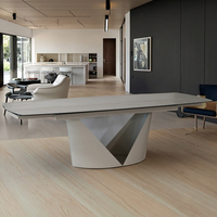 Table à manger moderne sur mesure, luxe léger, pieds en métal, plateau en céramique, verre trempé, pliable, extensible, utilisation hôtelière, grande taille