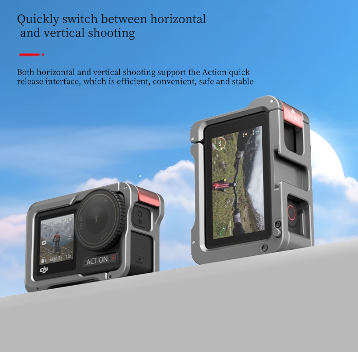 Hongdak Suitable for DJI ACTION3/4/5Pro Quick Release Metal Cage Sports Camera Cage Expansion Accessories