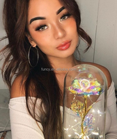 Produits tendance Nouveautés Coffret cadeau Logo personnalisé Roses artificielles éternelles enchantées à LED Galaxies Roses lumineuses de la galaxie