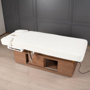 Lit de spa facial électrique réglable DEFEINUO, professionnel, de luxe, en acier inoxydable doré, 4 moteurs, <span class=keywords><strong>table</strong></span> de cire en cuir PU - Product Image 2