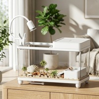 Terrarium pour reptiles entièrement scellé, avec plateforme de basking, durable, pour gecko, serpent, décoration de bureau, compatible OEM/ODM.