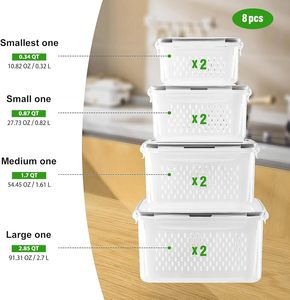 Hot Sale Rectangle Fruit & Vegetable <b>Storage</b> <b>Box</b> Organizer Refrigerator Containers with Freshness Preservation PET Plastic - Product Image 2