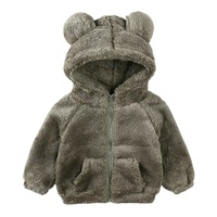 Veste à capuche en polaire pour bébés filles et garçons, manteau en peluche zippé, vestes mignonnes d'hiver chaudes à oreilles d'ours, vêtements d'extérieur pour enfants, manteaux d'hiver