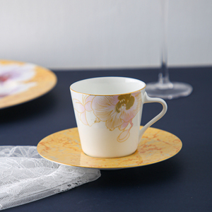 Autocollant fantaisie 1 pièce, décoration de mariage pour maison, motif orchidée papillon imprimée, os de luxe, ensemble de dîner en porcelaine - Product Image 5