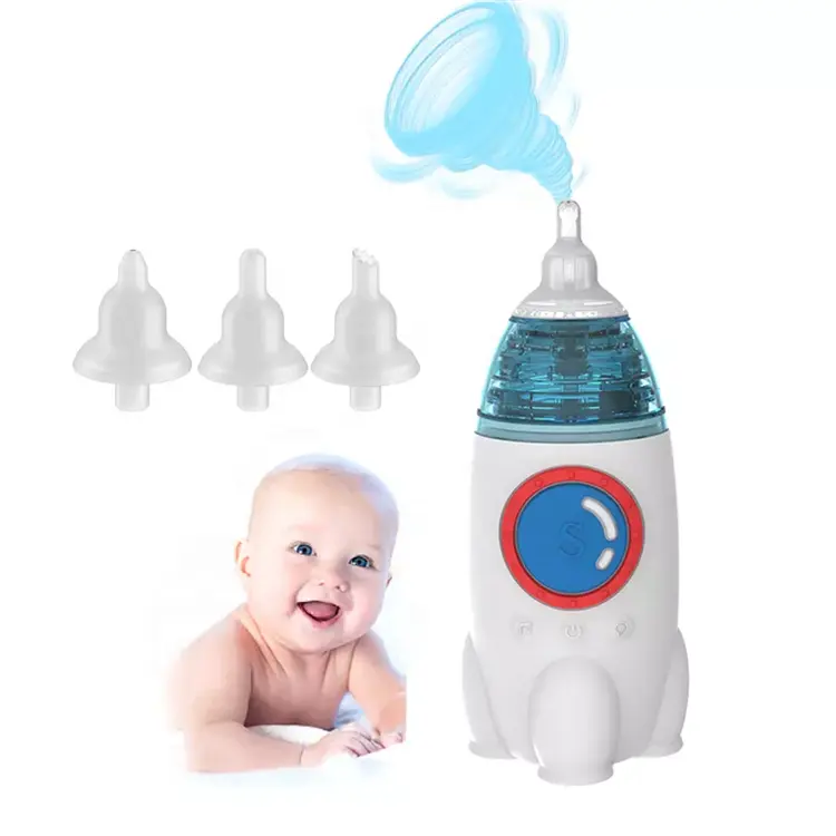 Aspirador Nasal de bebé en forma de cohete de alta calidad, diseño de cohete para niños, aspirador Nasal electrónico, limpiador de Nariz de bebé de silicona