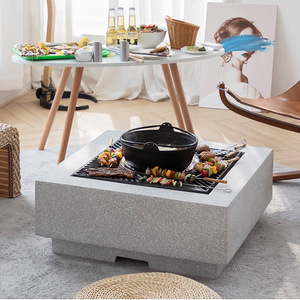 Outdoor Fire Pit Stone Look Grill With Cooking Grate For Garden Patio Wood Burning Stove - Product Image 1