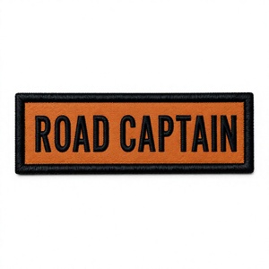 Écusson rectangulaire en cuir brodé thermocollant Road Captain avec service de personnalisation OEM et tissu en feutre non tissé - Product Image 1