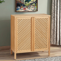 Armoire de rangement en bambou moderne, multifonctionnelle, grande capacité, écologique, 2 portes, pour salle de bain, salon, chambre, service OEM