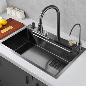 Fregadero de cocina grande de un solo seno, lavabo doméstico para lavar verduras, fregadero de acero inoxidable SUS304 de 5.0MM de espesor para lavar platos - Product Image 5