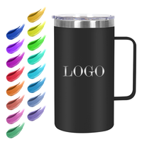 Logotipo personalizado 12oz 14oz 16oz 24oz Vaso de doble pared Tazas de viaje Taza aislada Taza de café para acampar de acero inoxidable con asa