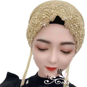 Nouveau turban élégant pour femme en soie artificielle unie, avec nœud pré-noué, respirant et écologique, vente en gros - Product Image 4