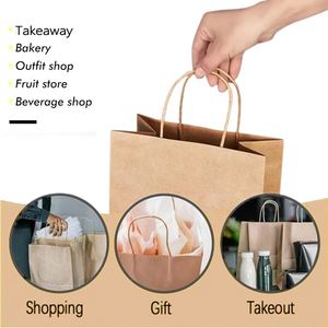 Factory Price <b>Small</b> Custom Printed Eco-Friendly Recyclable Kraft Gift Paper <b>Bag</b> Durable Reusable Takeaway Shopping Package - Product Image 6