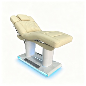 Cama de Belleza Eléctrica con Base Blanca y Luz Ambiental, Silla Facial Eléctrica de Lujo con 4 Motores, Cama de Masaje Ajustable - Product Image 5