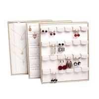 Présentoir de bijoux vertical en PU haut de gamme cadre en or anneaux boucles d'oreilles colliers pendentifs plateaux de support pour compteur de bijoux