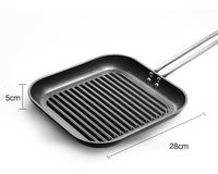 Poignée carrée monobloc en alliage d'aluminium antiadhésive, fabriquée à la main, en acier inoxydable, résistante au four, pour toutes les poêles