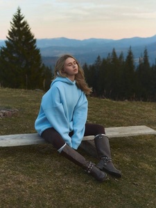 Sudadera con capucha extragrande de forro polar para mujer, estilo casual, hombros caídos, corte holgado, ropa urbana, manga larga, para invierno, OEM - Product Image 2