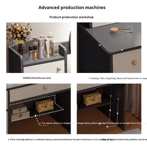 Modern Simple Wood Bedroom Dressing Table with Lighted <strong>Makeup</strong> Mirror for <strong>Small</strong> Apartments or Internet Celebrity <strong>Makeup</strong> <strong>Desk</strong> - Product Image 5