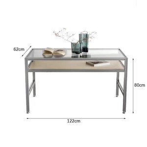 Hiện đại Tempered Glass nhôm hồ sơ văn phòng bàn viết bàn bàn trang điểm máy tính bàn làm việc móng tay nghệ thuật bàn-sinh thái thân thiện - Product Image 4