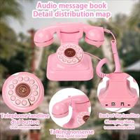 Livre de messages pour invités audio Téléphone rose 32GB Grande mémoire Fournitures de mariage romantique Téléphone d'enregistrement rétro Cadeau de mariage