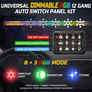 Offroad Auto Vrachtwagen Auxility Lights 24V 12V Off-Road Dimbare Rgb 8 Bende Schakelpaneel Met Circuit Control Box - Product Image 2