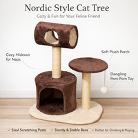 Arbre à chat en velours doux de qualité supérieure avec poteaux à gratter en sisal, structure d'escalade multi-niveaux en peluche pour appartement et salon