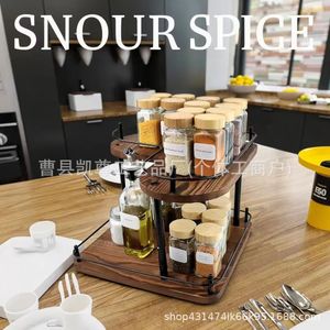 Wooden double-layer heart-shaped <b>storage</b> <b>rack</b>, household <b>storage</b> <b>rack</b>, <b>kitchen</b> bottled condiment <b>rack</b>, multi-purpose <b>storage</b> - Product Image 5