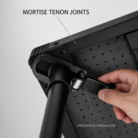Table de camping pliante YYD OVERLAND en alliage d'aluminium avec plateau perforé à tenons et mortaises, bureau de pique-nique portable d'extérieur avec poignée en cuir