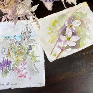 Aquarelle en papier de coton imprimé personnalisé blanc à bords froncés Escorte Save the Date/menu/carte d'invitation <span class=keywords><strong>Dessin</strong></span> - Product Image 4