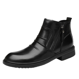 Bottes en cuir d'hiver mi-mollet, style britannique, formelles et décontractées, tendance, avec fermeture éclair latérale, respirantes, antidérapantes, résistantes à la neige, chaudes, pour le travail - Product Image 4