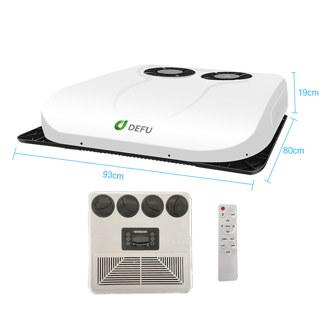 Double Fan Copper Brushless Motor Rooftop 24v Parking 12v air Conditioner for Truck RV Camper Van