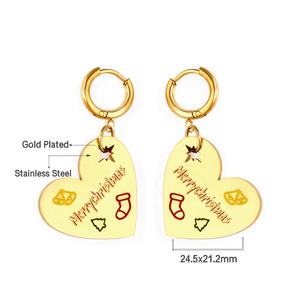Pendientes de Aro con Diseño de Árbol de Navidad, Muñeco de Nieve y Copo de Nieve, Elegantes y Lindos, de Acero Inoxidable con Baño de Oro de 18k, para Mujer - Product Image 3