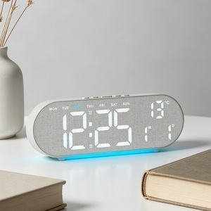 Smart Table <strong>Clock</strong> <strong>Large</strong> Display LED Digital Alarm <strong>Clock</strong> with Ambient Light Temperature Date Week Display Timer Function - Product Image 2