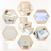 Chaise de pédicure spa moderne avec base en bois, pompe de vidange, plateau à ongles et repose-pieds pour service de soins des ongles