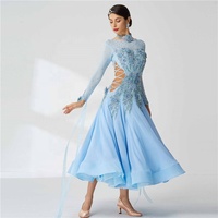 B-19602 bleu Ciel robe de bal valse moderne robe de danse Strass standard salle de bal vêtements de danse tango concurrence robe