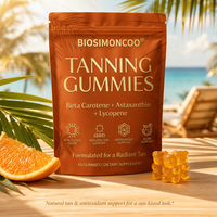 Gummies bronzantes à la bêta-carotène, astaxanthine et lycopène – Soutien antioxydant pour un bronzage naturel – 60 unités