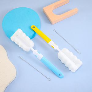 Ensemble de brosses à tasses avec nettoyeur de pailles pour biberons, tasses et tétines, matériau PP, couleurs bleu jaune - Product Image 1