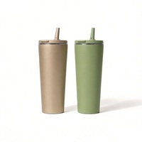 Mug isotherme pliable en acier inoxydable 24/30 oz avec logo personnalisé, sans BPA, portable, pour le bureau, avec paille