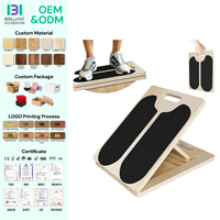 Planche d'équilibre et de stretching des mollets 2-en-1 en bois, inclinable et réglable en 5 positions, pour la maison, la salle de sport et l'extérieur