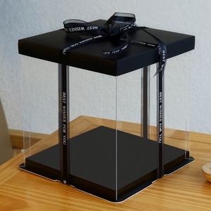 Factory Outlet Custom Blue <b>Clear</b> Tall <b>Cake</b> <b>Boxes</b> Transparent PET Paper Packaging UV Advantage Embossing Matt Lamination Features - Product Image 6