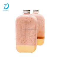 Vente chaude 300ml 350ml 400ml 500ml bouteilles en plastique PET en gros bouteilles de jus de thé au lait carrées plates jetables